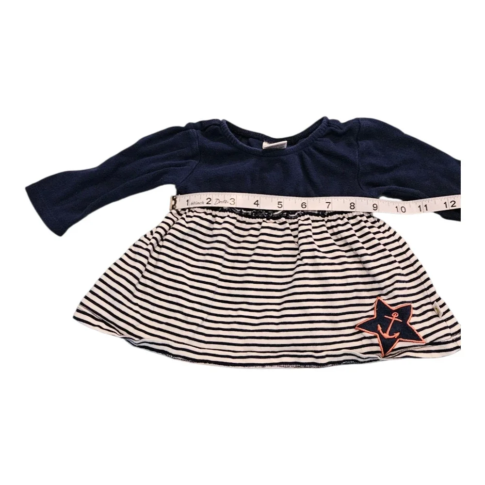 Cuddle Bear Collection Child Size 6M Blue and White Long Sleeve Striped Dress